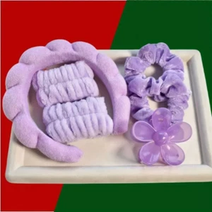 6 Piece Pack Spa Headband Unisex Purple Set Headband for Washing Face and Makeup - Picture 1 of 8