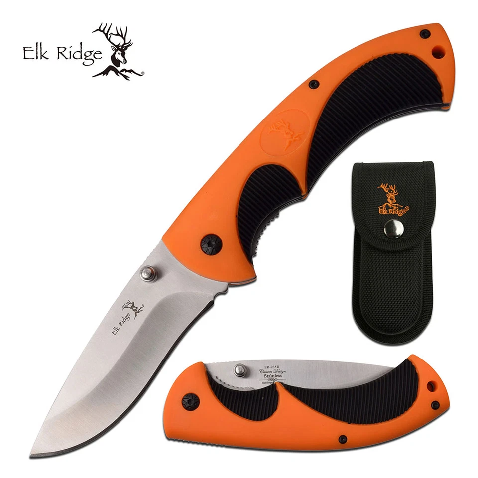 CUCHILLO PLEGABLE ELK RIDGE HUNTER NARANJA CON ESTUCHE Foto 1 de 1