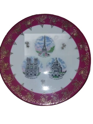 Assiette Souvenir de Paris Vintage en Porcelaine D'art De Limoges - Photo 1/4