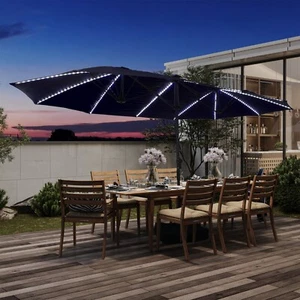 Mondawe 15ft Patio Umbrella with Base Large Lighted Fiberglass Market Umbrella - Picture 1 of 41