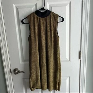 Zara Gold Metallic Mini Dress Size Small - Picture 1 of 6