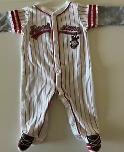 CARTER'S STRIPED BASEBALL FOOTED HANDSOME SLEEPER 9 MONTHS PREOWNED - Picture 1 of 5