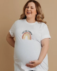 Expecting a Rainbow Maternity T-shirt | Maternity T-shirt White Black - Picture 1 of 3