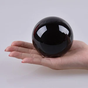 LONGWIN 80mm Black Crystal Ball Sphere Solid Color Venue Decor No Wood Stand - Picture 1 of 4