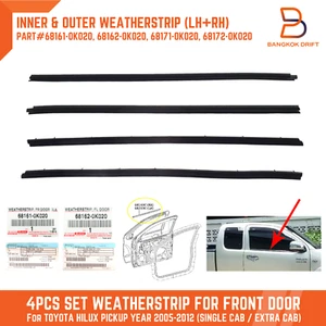 Sello de goma cinturón de vidrio puerta delantera Weatherstrip para Toyota Hilux Vigo MK6 cabina 05-12 - Imagen 1 de 9
