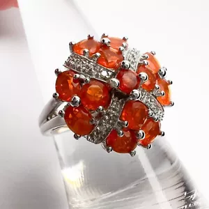 Anello CHUCK CLEMENCY in argento sterling opale di fuoco arancione tg. Cocktail 7,25 - Foto 1 di 15