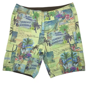 Tommy Bahama Mens 38 Yellow Hula Girls Swim Beach Trunk Cargo Shorts - Picture 1 of 8