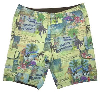 Tommy Bahama Mens 38 Yellow Hula Girls Swim Beach Trunk Cargo Shorts - Image 1 of 4