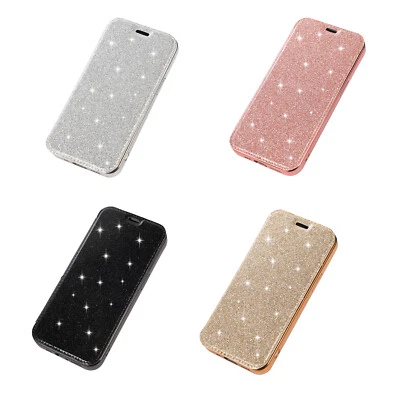 For iPhone 11 14 13 12 XR Bling Shockproof PU Leather Flip Case Phone Case Cover - Image 1 of 4