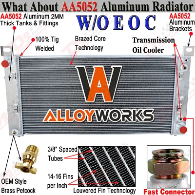 34"W 4 Row Radiator For 1999-2013 Chevrolet Tahoe Silverado 1500 2500 GMC Yukon - Image 1 of 4