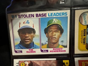 1982 Topps Stolen Base leaders Henderson & Raines card #164 Mint or better