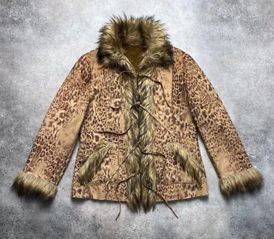 vintage faux fur jacelt with leopard print - Image 1 of 4