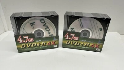 批量 2 张 KHYPERMEDIA DVD+R 4X 可录制 DVD 光盘 10 包 120 分钟 4.7GB 全新 — 第 1/4 张图片