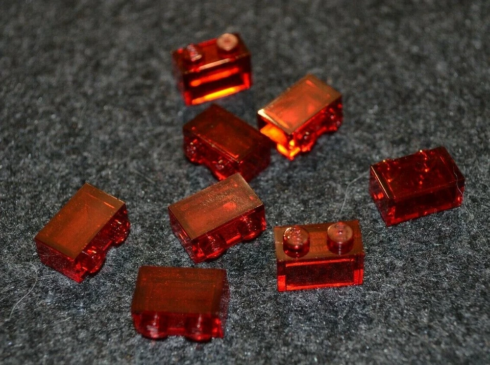 (8) 1x2 RED Translucent Bricks ~ New Lego Parts ~ - Image 1 of 1