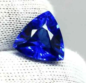 Loose Gemstone TRILLION CUT Natural 9 Ct DARK BLUE TANZANITE Certified - Picture 1 of 4