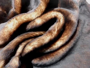 sheepskin shearling leather hide Dark Brown Tipped Cream Dense Super Silky hair - Picture 1 of 5