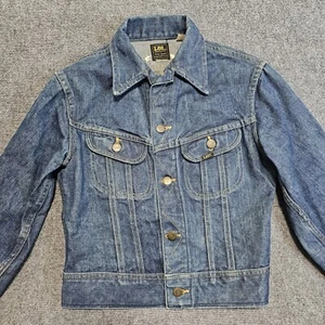 VTG 70s Lee Riders Blue Denim Jean Jacket Womens Cropped S USA RARE Sanforized - Picture 1 of 14
