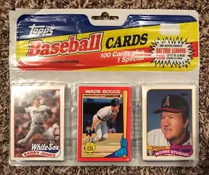 1989 Topps Batting Leaders Wade Boggs en la parte superior Kmart sin abrir paquete de 100 tarjetas - Imagen 1 de 1
