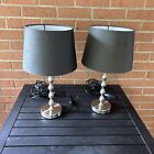2 Stainless Steel Lamps Bedroom 18” Tall