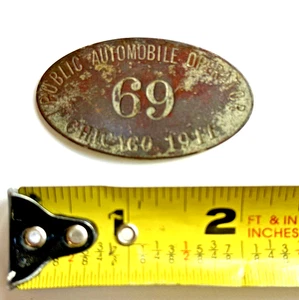 Insignia de operador de vehículo motorizado con licencia Chicago 1911 - Imagen 1 de 3