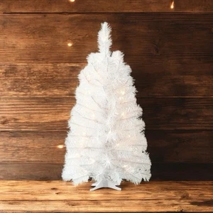 White Christmas Tree Prelit 35 Incandescent Light Bulbs Artificial Spruce 24” - Picture 1 of 14
