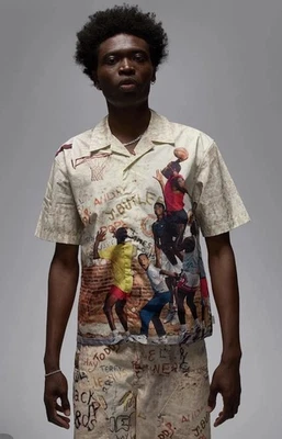 Mens Air Jordan Camp Button Up Shirt Size XL Playground Scene Sail HF9347-133 - image 1 of 4