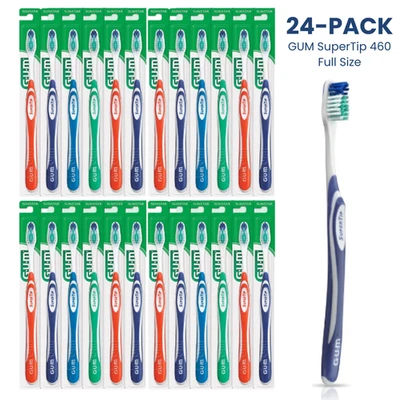24-PACK GUM SuperTip Soft Bristles Toothbrushes 460P, Full Size Head for Adults - Image 1 of 2