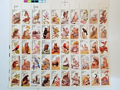 US SCOTT #2335a NORTH AMERICAN WILDLIFE 1987 22 CENTS SHEET OF 50 MNH OG - Image 1 of 3