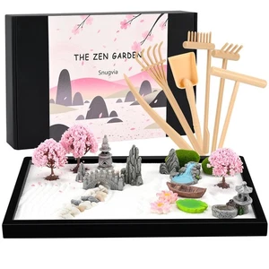 Kit de Jardín Zen para Escritorio 12x8 pulgadas Premium Bandeja de Arena Kit de Terapia, Japonés Mini Z... - Imagen 1 de 7