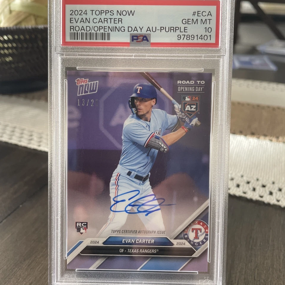 EVAN CARTER 2024 TOPPS NOW ROAD TO OPENING DAY ROOKIE AUTO 13/25 #EC-A RC SSP - Image 1 of 4
