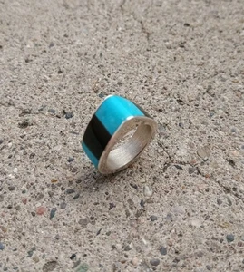 JAY KING DTR Black Obsidian & Sleeping Beauty Turquoise Sterling Silver Ring - Picture 1 of 3