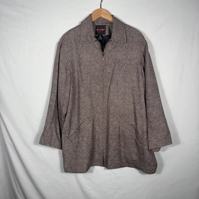 Abrigo chaqueta para mujer Gloria Vanderbilt marrón mezcla seda talla 14 Foto 1 de 3