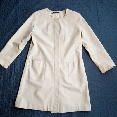 M&S lambskin leather beige between season coat Size 36 EUR S - Image 1 of 4