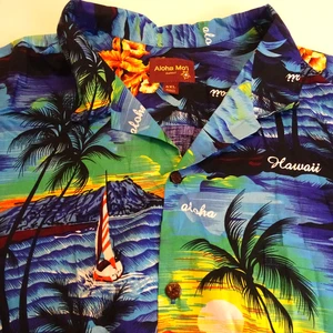 Aloha Mo'i Herren Hawaii Hemd Tropical Floral Kurzarm Größe 4XL 100% Baumwolle - Bild 1 von 9