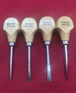 Lote de 4 cinceles herramientas de talla de madera huecas de nogal vintage - Imagen 1 de 3