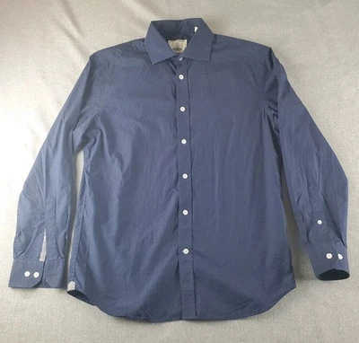 Todd Snyder Shirt Mens 16 32 33 Navy Polka Dot Button Up Long Sleeve - Image 1 of 4