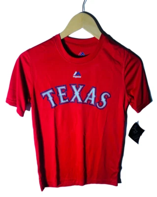 Camiseta Majestic Athletic Youth Texas Rangers Darvish Manga Corta, Roja, Pequeña 8 Foto 1 de 4