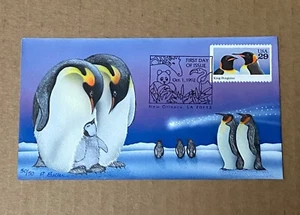 US FDC Pat Beller Cachet Hand-Painted #2707 King Penguin 50/50 1992 - Picture 1 of 3
