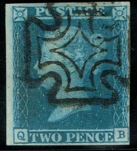 1841 2d Blue Pl 3 QB 4m Upright Full DUBLIN MX Superb Used Cat. £500.00 - Picture 1 of 1