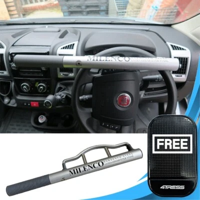 Car Steering Wheel Lock SILVER Heavy Duty Milenco Design Anti Theft Security+M