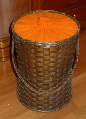 RAR + true Vintage großer Nähkorb Handarbeitskorb Nähkasten Geflecht  70er Jahre - Bild 1 von 4