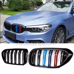 Front Grille Grill Double Slat Gloss Black M-Color For BMW G30 G38 2017-2019 - Picture 1 of 7