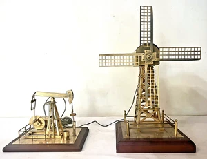 Arbeitendes Messing windbetriebenes Öl Derrick Pumpenheber Windmühle Erdölindustrie Hauptquartier - Bild 1 von 17