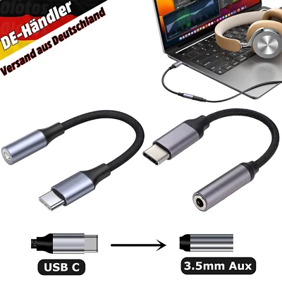 USB Typ C auf zu Aux 3,5mm Klinke Kopfhörer Audio Adapter Alu für iPhone Samsung - Bild 1 von 4
