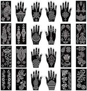 Xmasir Pack of 24 Sheets Henna Tattoo Stencil Kit/Temporary Tattoo Templates - Picture 1 of 12