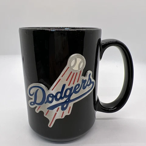 LOS ANGELES DODGERS BLACK CERAMIC COFFEE MUG RAISED LOGO Cover