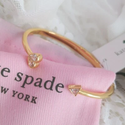 NWT Kate Spade Rock Solid Stone Heart Hinge Cuff w Pouch K6893 $89 - Image 1 of 4