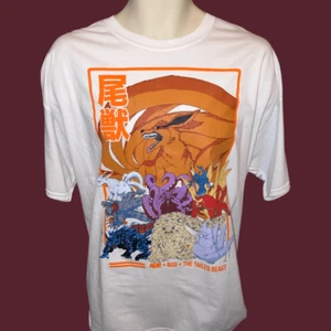 NWT Men’s Naruto Shippuden Biju Tailed Beasts Shirt White Kurama Anime XL #6 - Picture 1 of 3