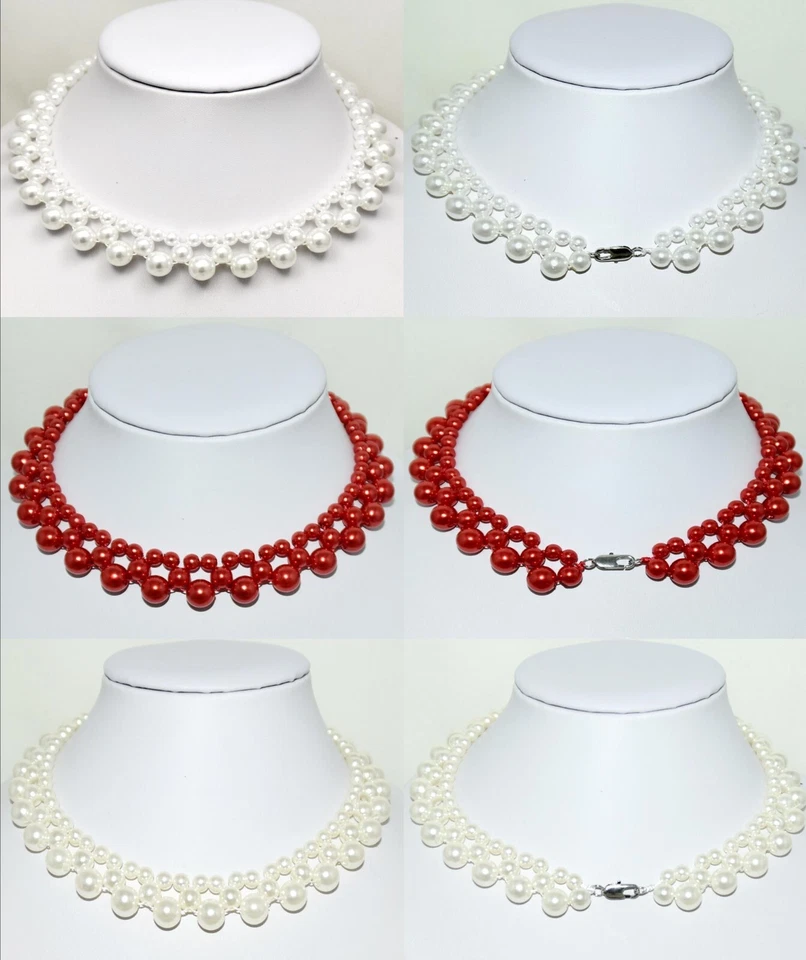 Damen Perlen Schmuck, Ketten, Kunst Perlen Collier Kette 30 cm-60 cm Neu 1 Stück - Bild 1 von 1