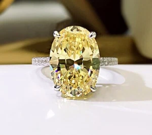 7 Ct Oval Cut Yellow Diamond Engagement Ring Solid 925 Silver NEW Simulated - Picture 1 of 6
